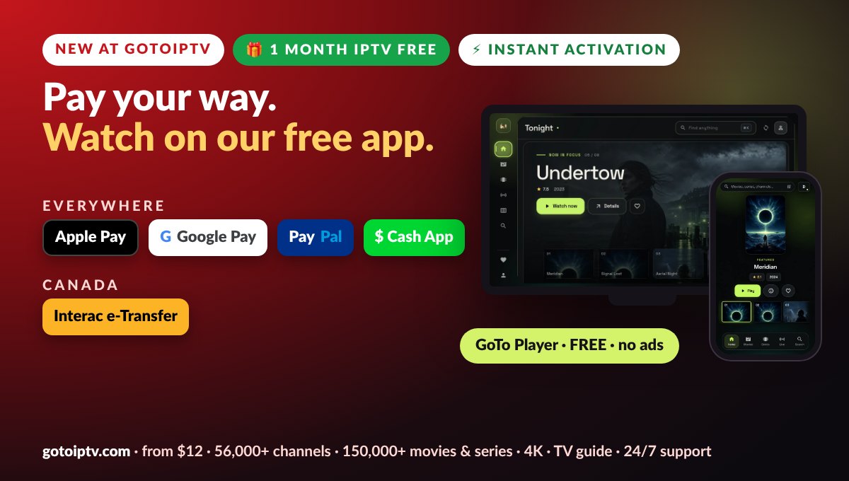 Extend IPTV subscription payment methods: Apple Pay, Google Pay, PayPal, Cash App and Interac in Canada
