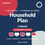 IPTV 1 Month Subscription – 5 Lines Household Plan: IPTV for 5 devices at once