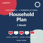 IPTV 1 Month Subscription 5 Lines – Household Plan