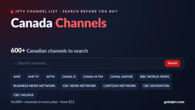 Canada IPTV channels list with live search