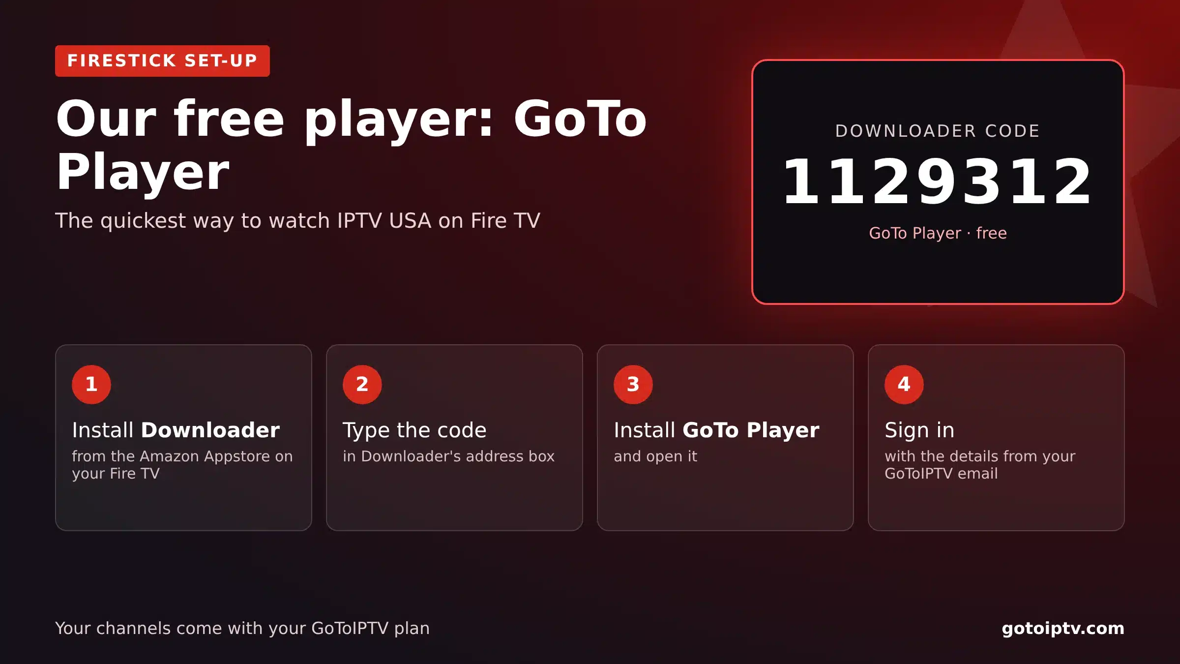 TiviMate Firestick alternative: GoTo Player with Downloader code 1129312