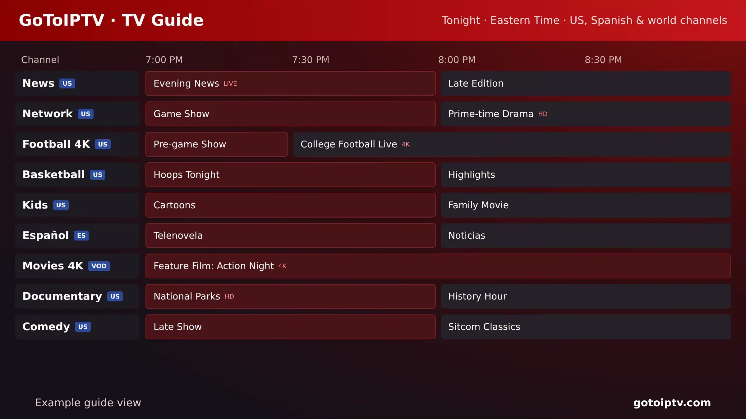 TiviMate-style TV guide with live channels after adding an Xtream Codes playlist