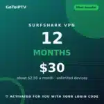 Surfshark VPN 12 months for $30 at GoToIPTV